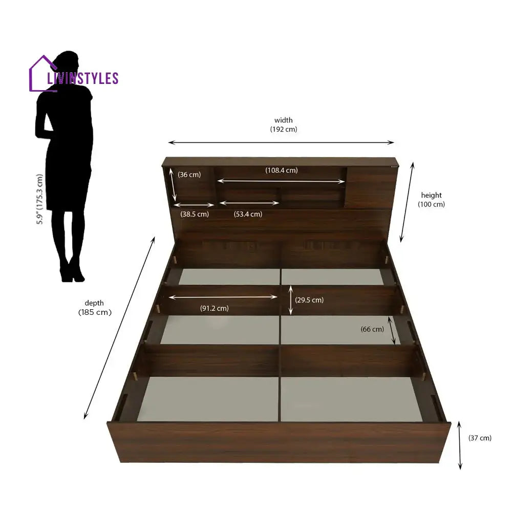 Alexei King Bed With Storage (Walnut) Home Furniture