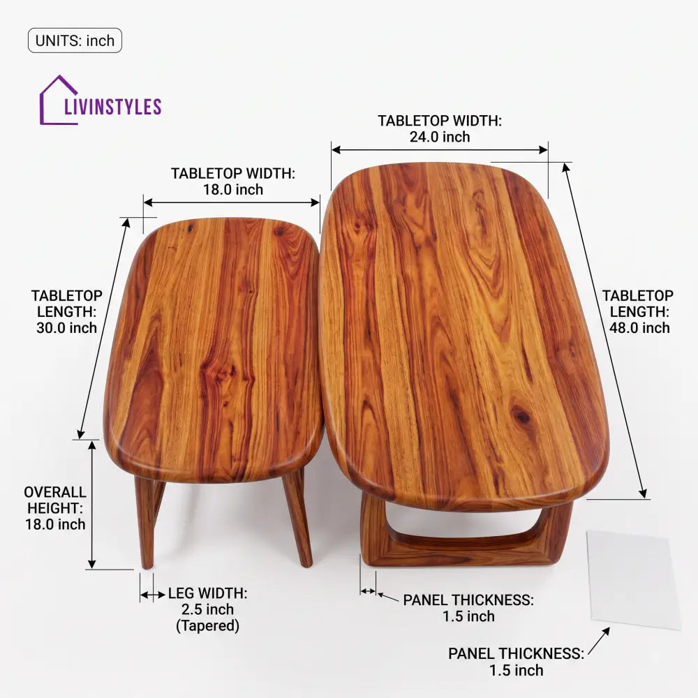Sophia Sheesham Wood Coffee Table Set | Wooden Nesting Tables