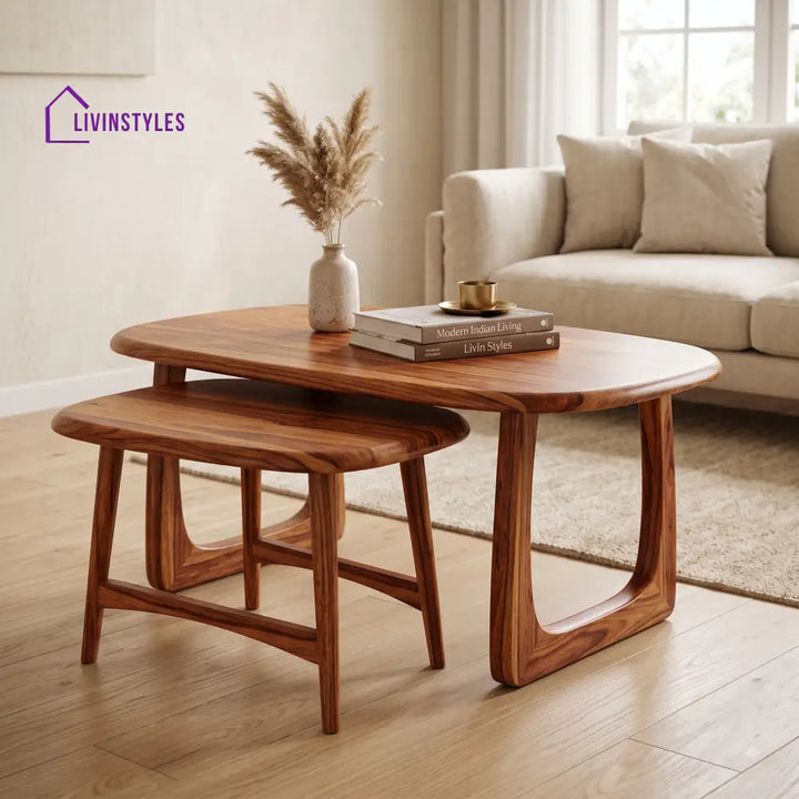 Sophia Sheesham Wood Coffee Table Set | Wooden Nesting Tables