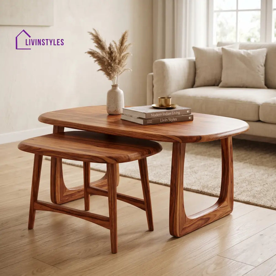 Sophia Sheesham Wood Coffee Table Set | Wooden Nesting Tables