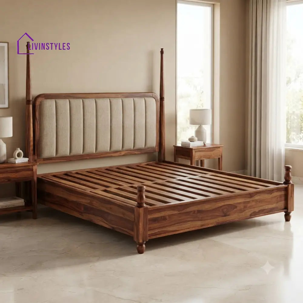 Sophia Solid Sheesham Wood Poster Bed Without Storage