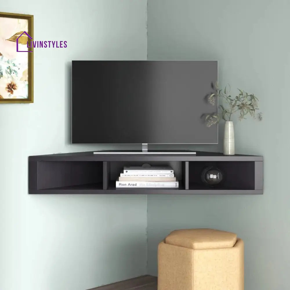 Sophia Wall Mounted Black Finish Tv Unit Stand for Living Room