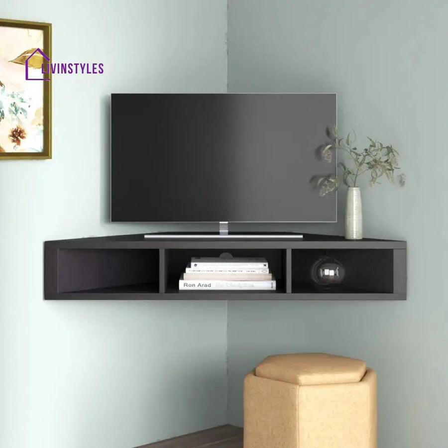 Sophia Wall Mounted Black Finish Tv Unit Stand for Living Room