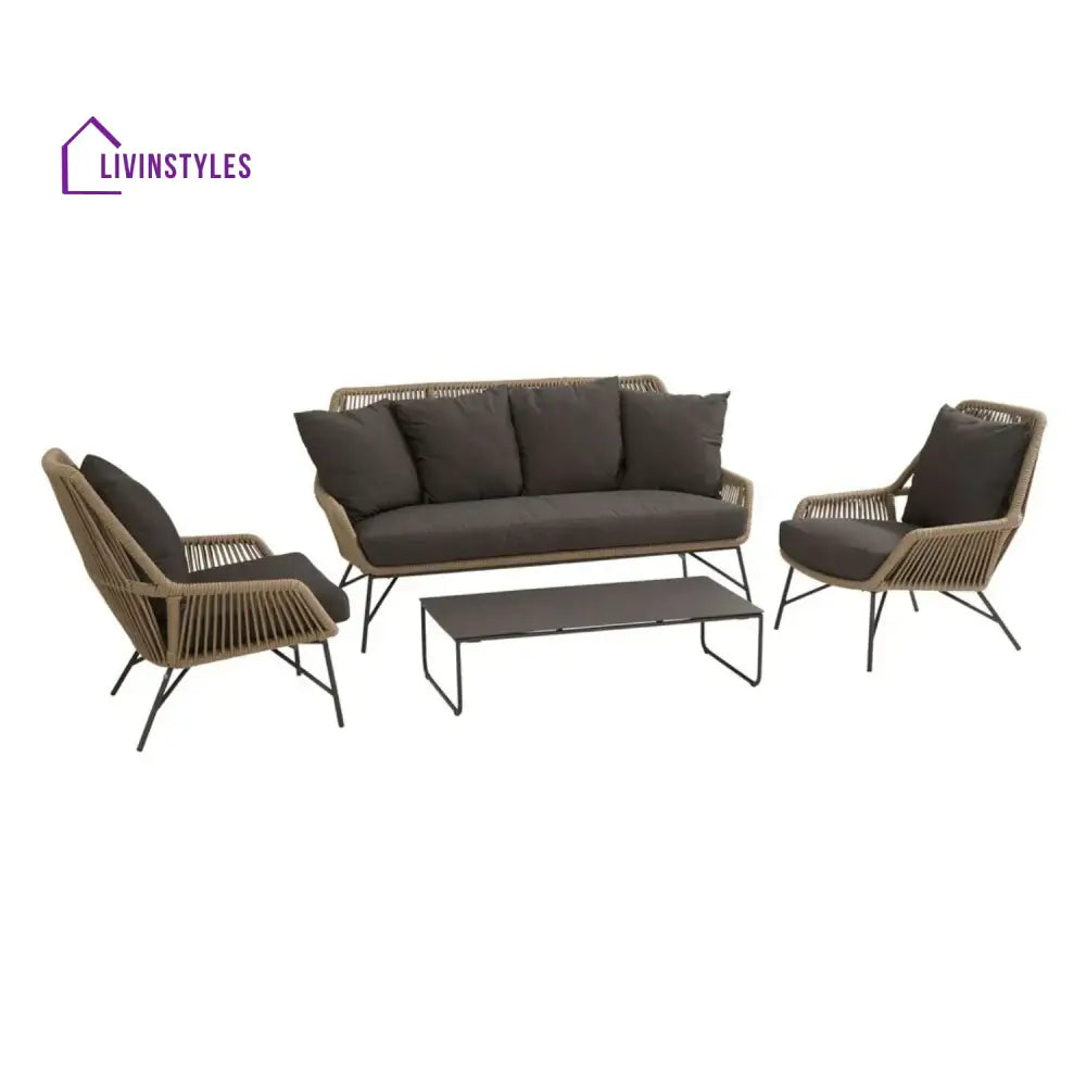 Sophie 4-Piece Outdoor Rope Patio Conversation Loveseat Furniture - Sofa Set