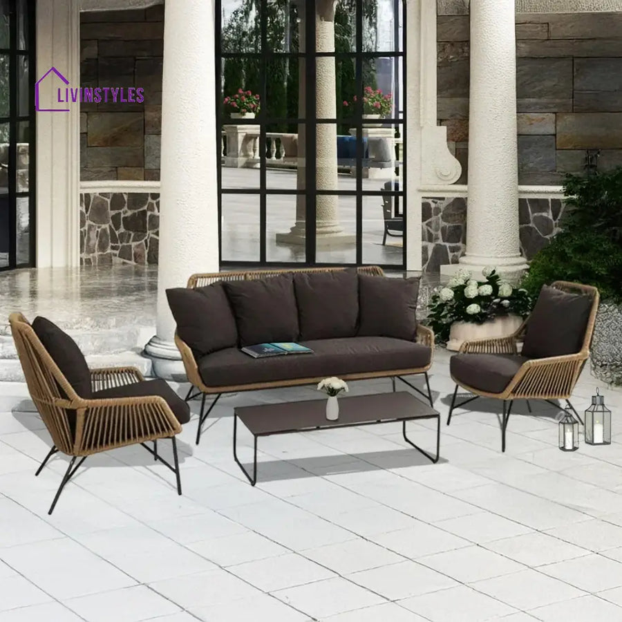 Sophie 4-Piece Outdoor Rope Patio Conversation Loveseat Furniture - Sofa Set