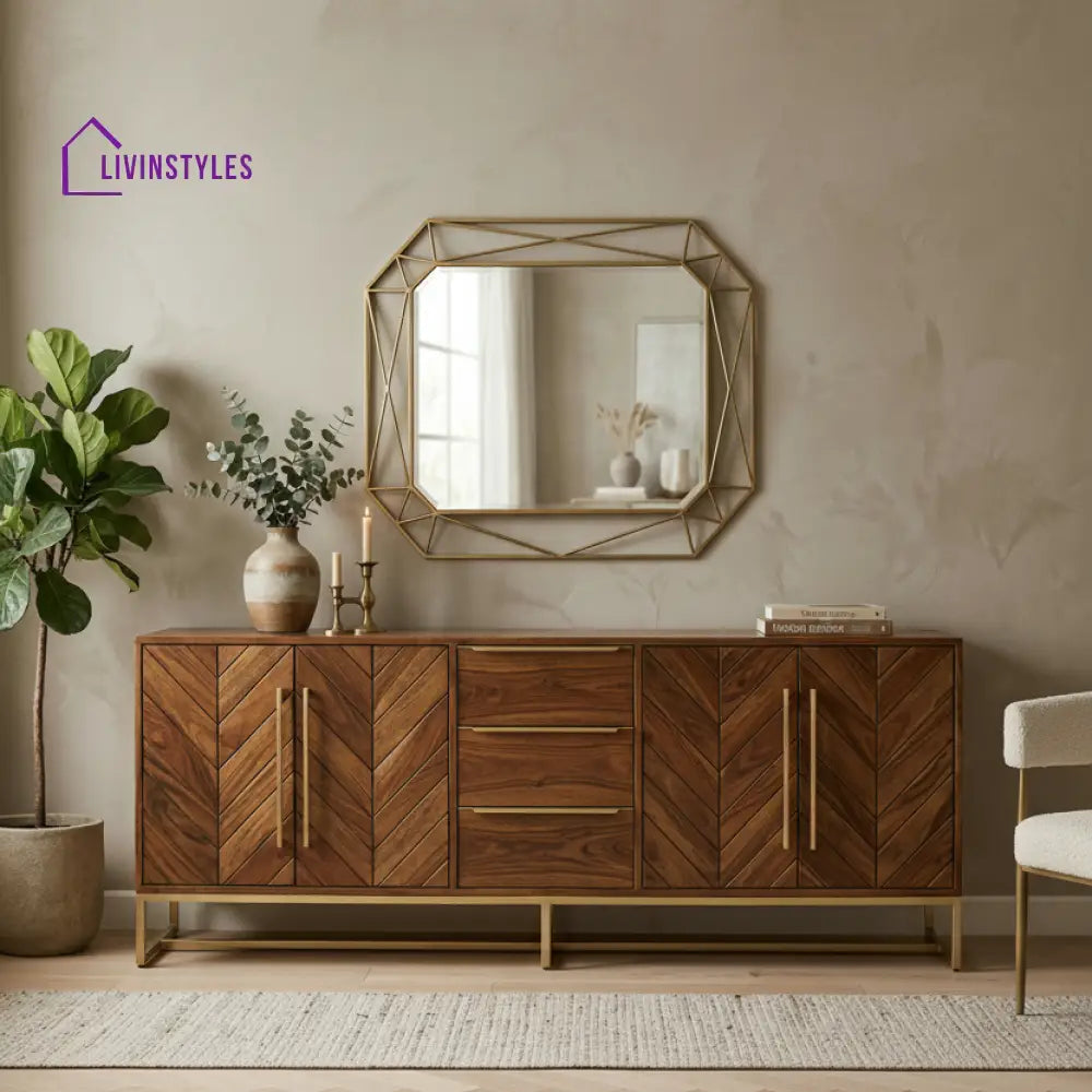 Sophie Sheesham Wood Cabinet and Sideboard (Honey Finish)