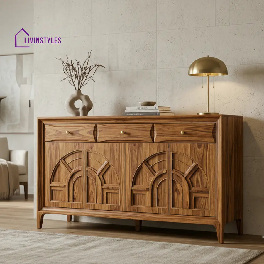 Sophie Sheesham Wood Cabinet and Sideboard (Honey Finish)