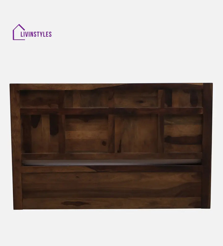 Sophie Sheesham Wood Queen Size Bed In Provincial Teak Finish With Box Storage