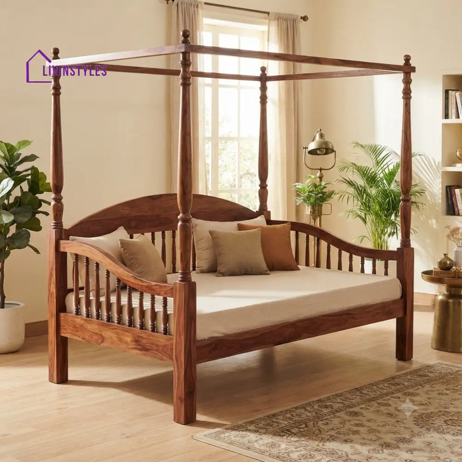 Sophie Wooden Divan Bed for Living Room | Solid Sheesham Wood