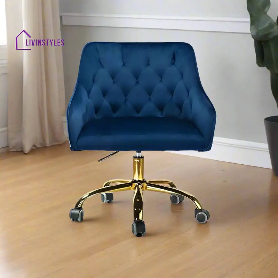 Sophisticated Velvet Office Chair Blue Furniture
