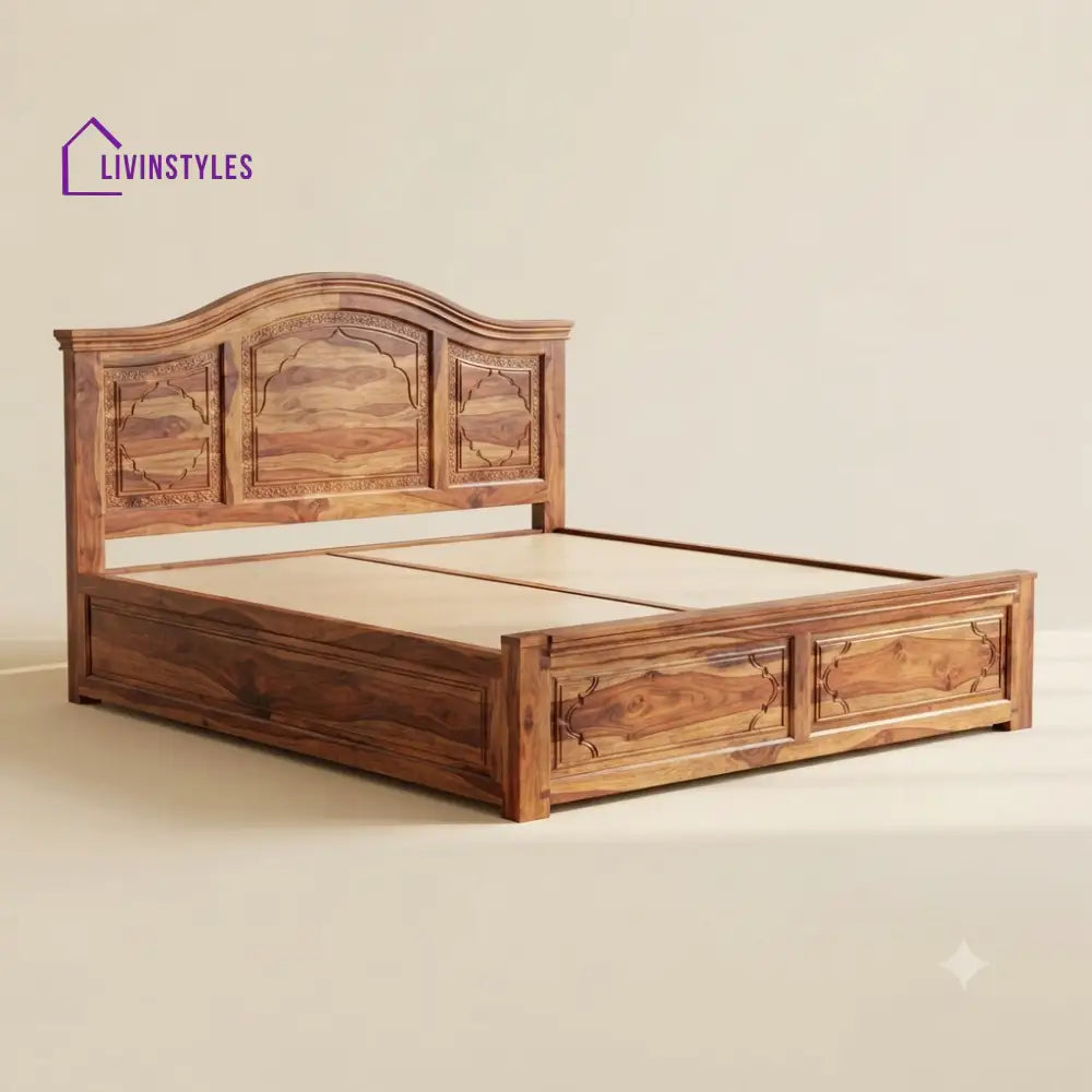 Soundarya Sheesham Wood Bed With Box Storage | Wooden Bed