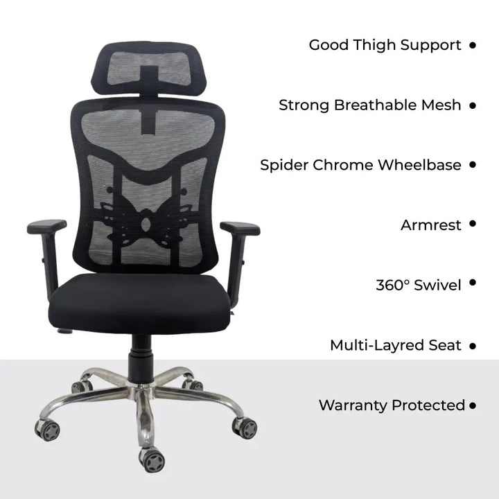 Sovereign Mesh High Back Office Chair with Head Rest