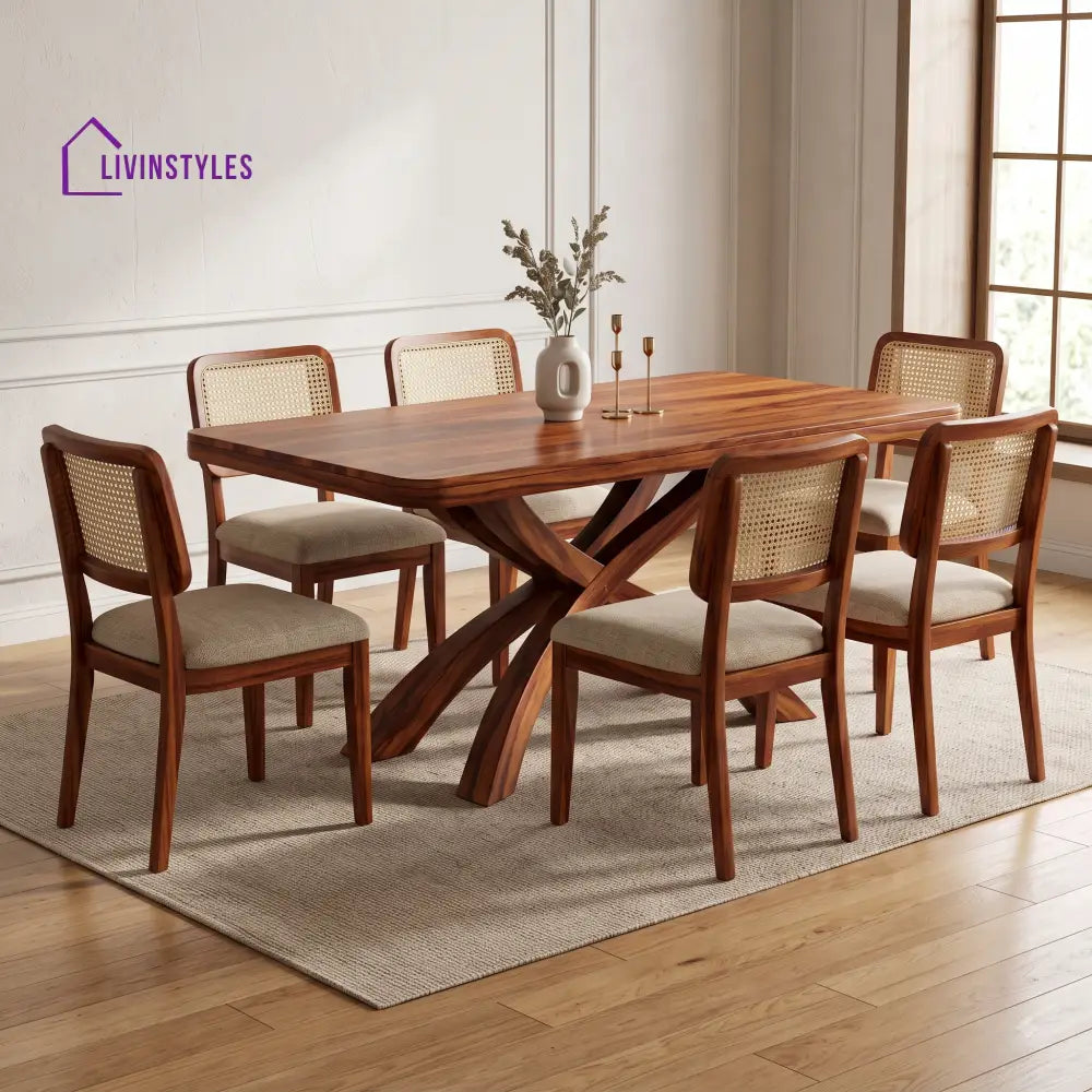 Sowmya Premium Wooden 6 Seater Dining Table Set
