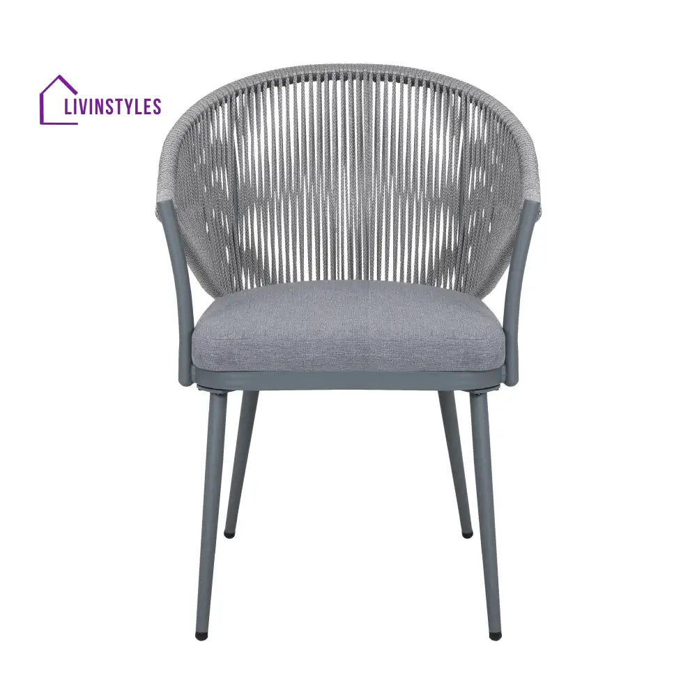 Spade Outdoor Patio Seating Set 2 Chairs and 1 Table Set (Grey) Braided & Rope - Coffee Table Sets