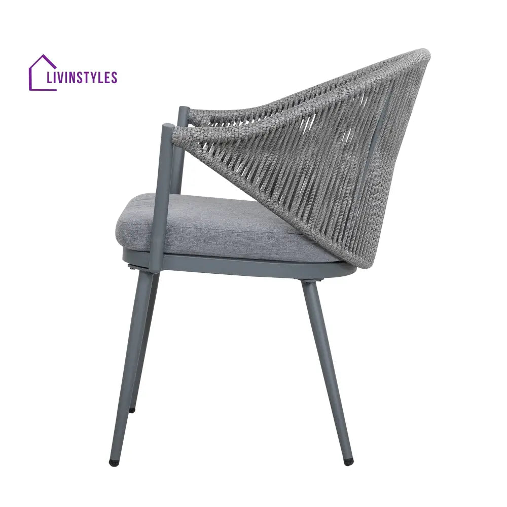 Spade Outdoor Patio Seating Set 2 Chairs and 1 Table Set (Grey) Braided & Rope - Coffee Table Sets