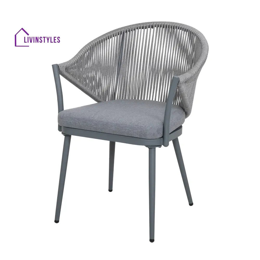 Spade Outdoor Patio Seating Set 2 Chairs and 1 Table Set (Grey) Braided & Rope - Coffee Table Sets