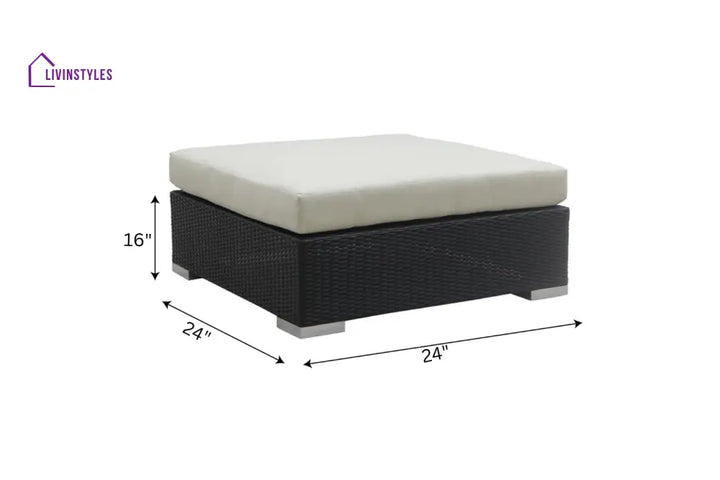 Spera Outdoor Garden Balcony Sofa Set 3 Seater 2 Seater 1 Seater 1 Ottoman 1 Center Table and 1 Side Table Set (Black)