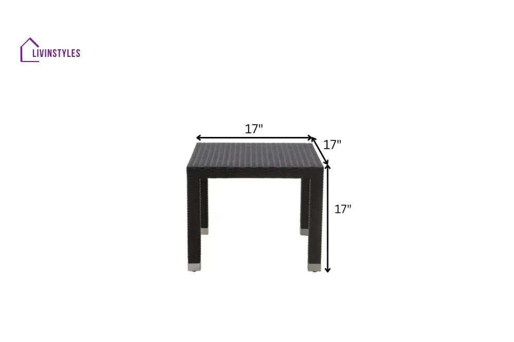 Spera Outdoor Garden Balcony Sofa Set 3 Seater 2 Seater 1 Seater 1 Ottoman 1 Center Table and 1 Side Table Set (Black)