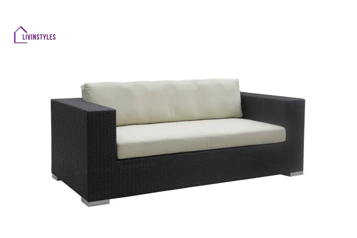 Spera Outdoor Garden Balcony Sofa Set 3 Seater 2 Seater 1 Seater 1 Ottoman 1 Center Table and 1 Side Table Set (Black)