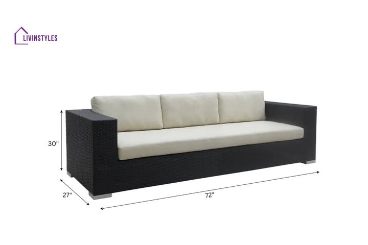 Spera Outdoor Garden Balcony Sofa Set 3 Seater 2 Seater 1 Seater 1 Ottoman 1 Center Table and 1 Side Table Set (Black)