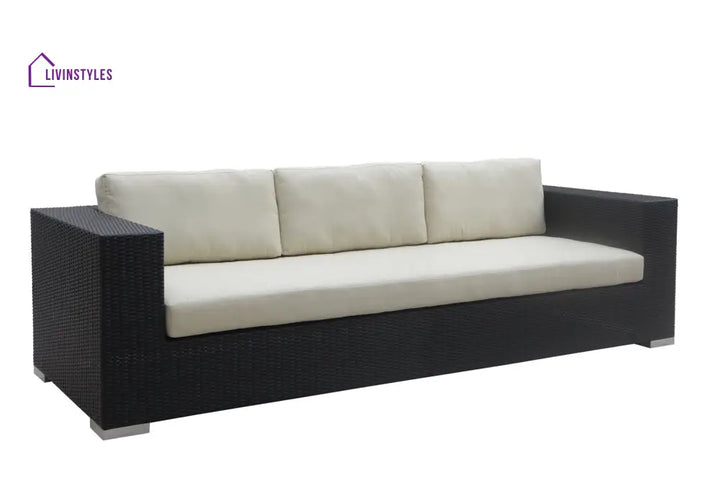 Spera Outdoor Garden Balcony Sofa Set 3 Seater 2 Seater 1 Seater 1 Ottoman 1 Center Table and 1 Side Table Set (Black)