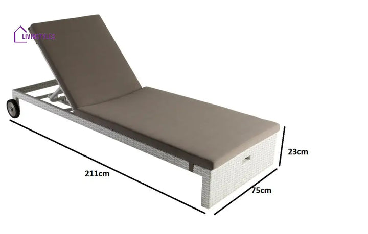 Spire Outdoor Swimming Poolside Lounger (White) - Loungers