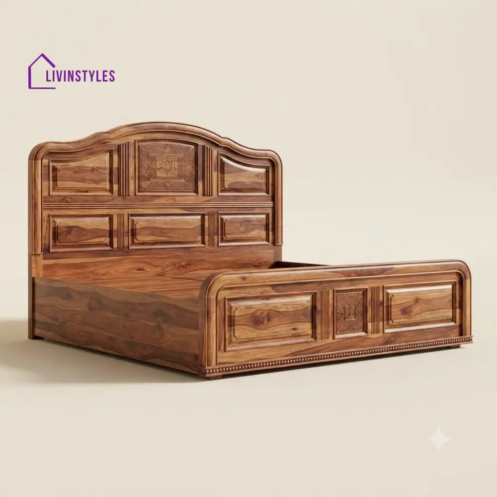 Sreedevi Sheesham Wood Bed With Box Storage | Wooden Bed