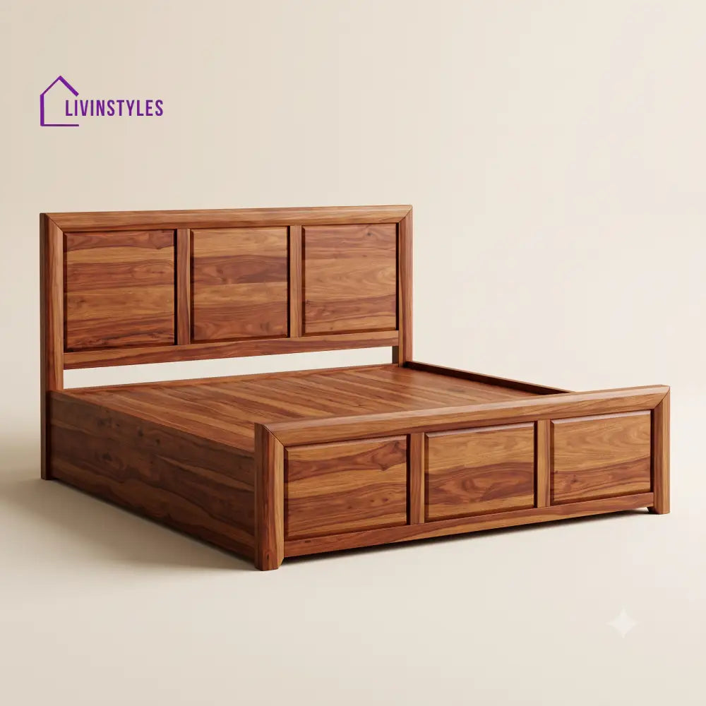 Srividhya Sheesham Wood Bed With Box Storage | Wooden Bed