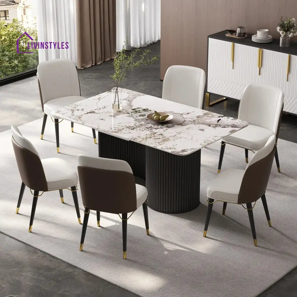 Stasya Stainless Steel 8 Seater Dining Table Set