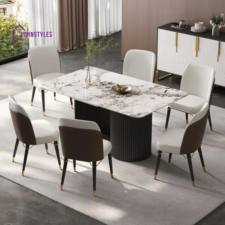 Stasya Stainless Steel 8 Seater Dining Table Set