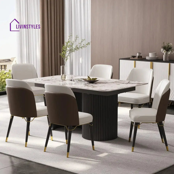Stasya Stainless Steel 8 Seater Dining Table Set