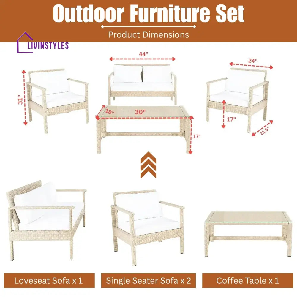 Stella 4 Pieces Patio Furniture Set Outdoor Sectional Sofa - Sofa Set