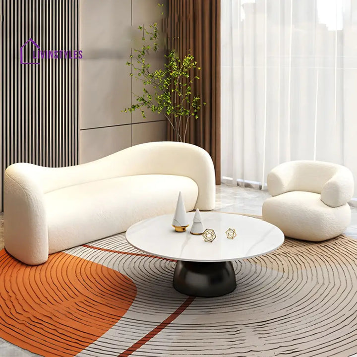 Stepan Boucle Fabric Sofa Set for Living Room | 3 + 1 + 1 Sofa Set for Living Room