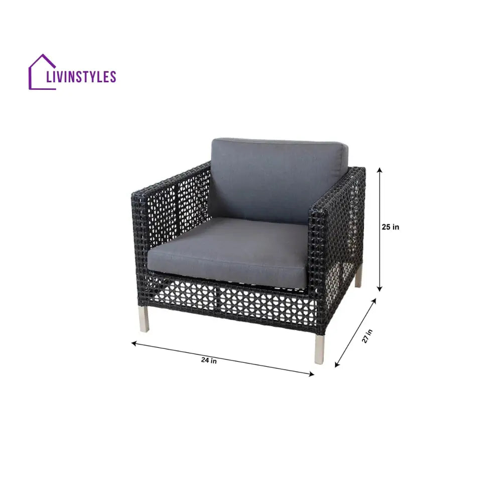 Stepan Outdoor Garden Balcony Sofa Set 2 Seater 2 Single seater Set (Dark Grey) - Sofa Sets