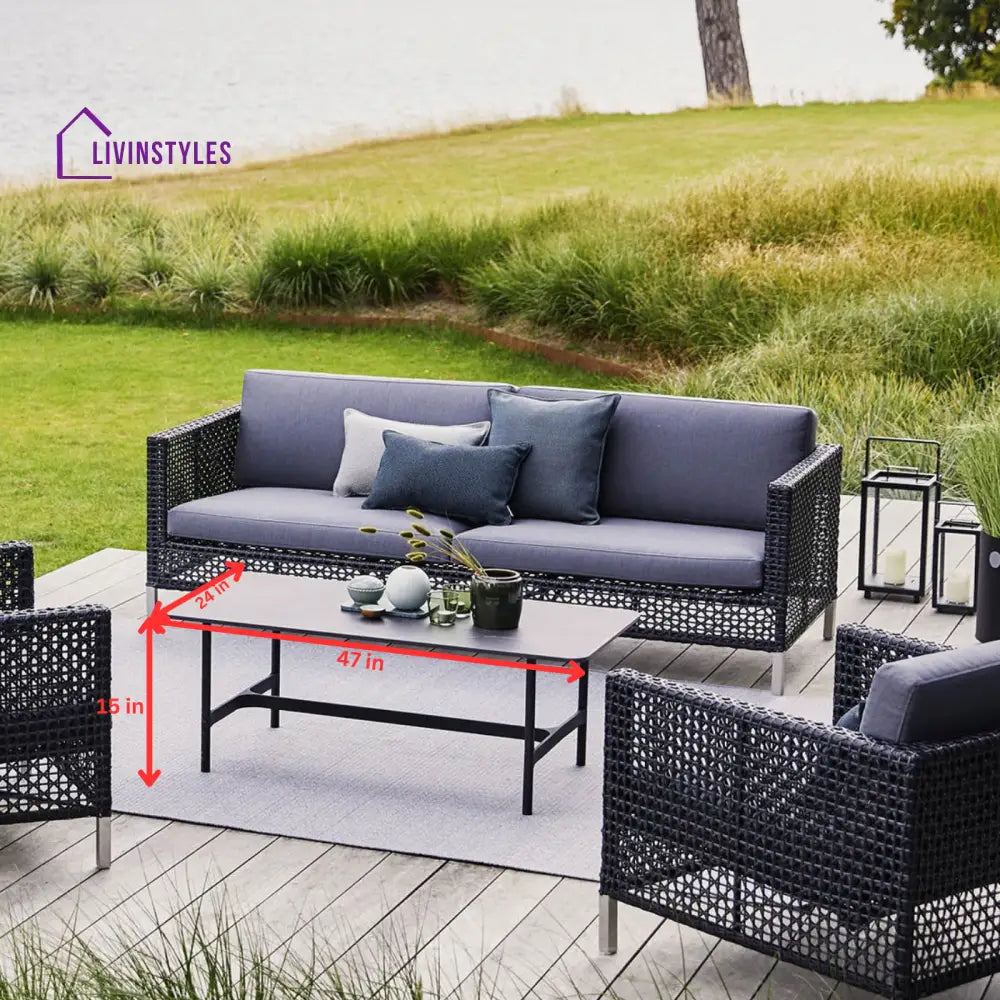 Stepan Outdoor Garden Balcony Sofa Set 2 Seater 2 Single seater Set (Dark Grey) - Sofa Sets