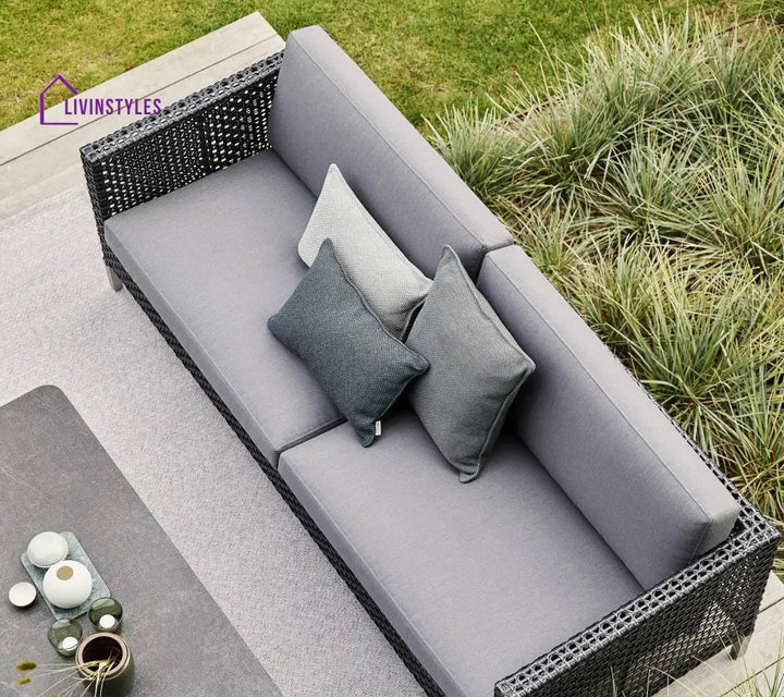 Stepan Outdoor Garden Balcony Sofa Set 2 Seater 2 Single seater Set (Dark Grey) - Sofa Sets