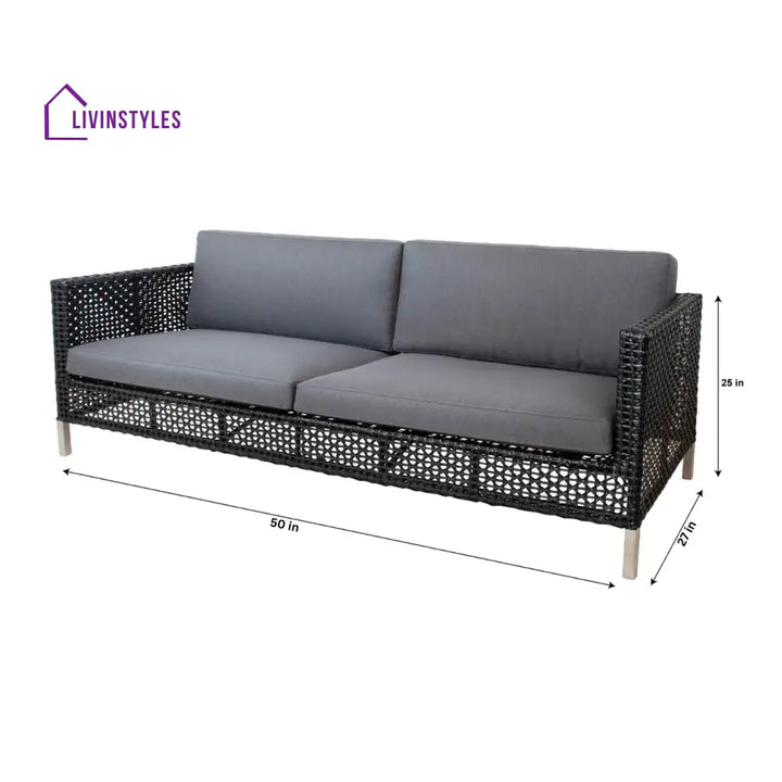 Stepan Outdoor Garden Balcony Sofa Set 2 Seater 2 Single seater Set (Dark Grey) - Sofa Sets