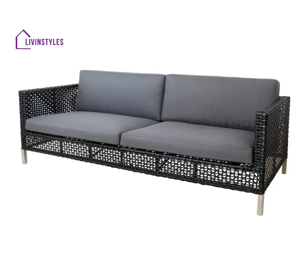 Stepan Outdoor Garden Balcony Sofa Set 2 Seater 2 Single seater Set (Dark Grey) - Sofa Sets