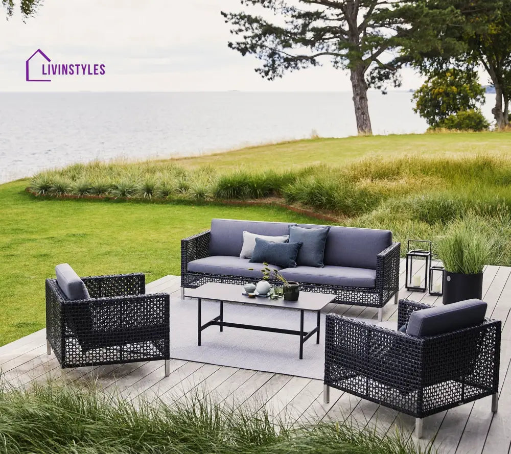 Stepan Outdoor Garden Balcony Sofa Set 2 Seater 2 Single seater Set (Dark Grey) - Sofa Sets
