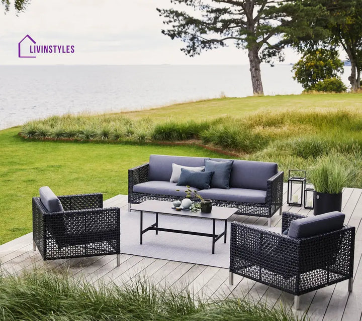 Stepan Outdoor Garden Balcony Sofa Set 2 Seater 2 Single seater Set (Dark Grey) - Sofa Sets