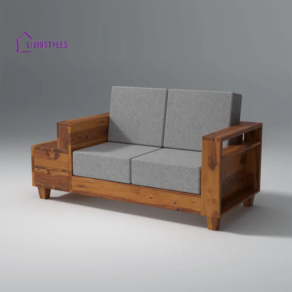 Stepan Sheesham Wood Sofa with 2 drawers in Light Honey sofa