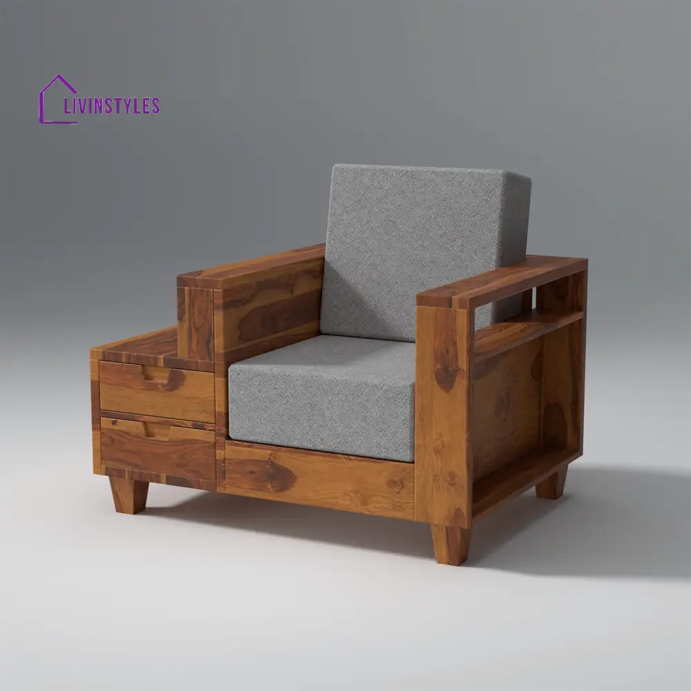 Stepan Sheesham Wood Sofa with 2 drawers in Light Honey sofa