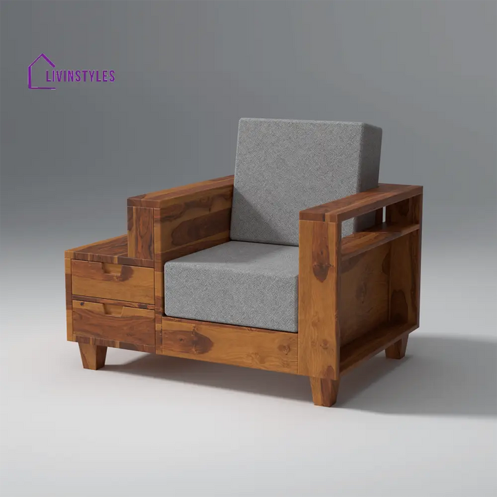 Stepan Sheesham Wood Sofa with 2 drawers in Light Honey sofa