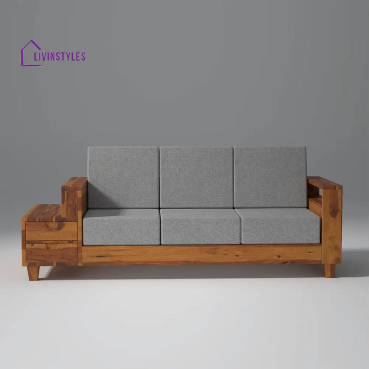 Stepan Sheesham Wood Sofa with 2 drawers in Light Honey 3 Seater / Light Honey sofa