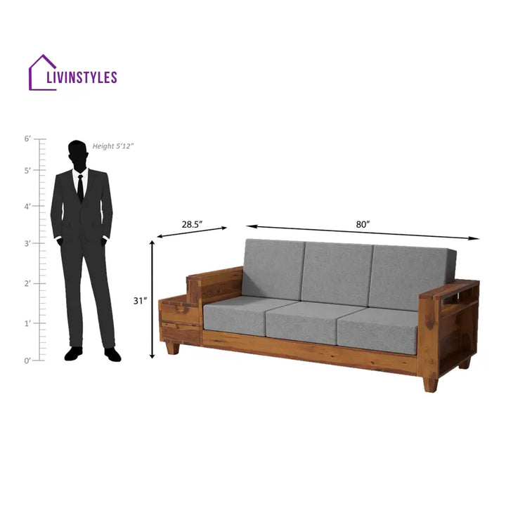 Stepan Sheesham Wood Sofa with 2 drawers in Light Honey sofa
