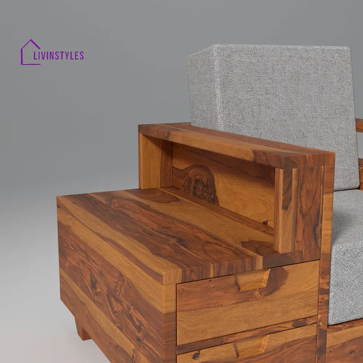 Stepan Sheesham Wood Sofa with 2 drawers in Light Honey sofa
