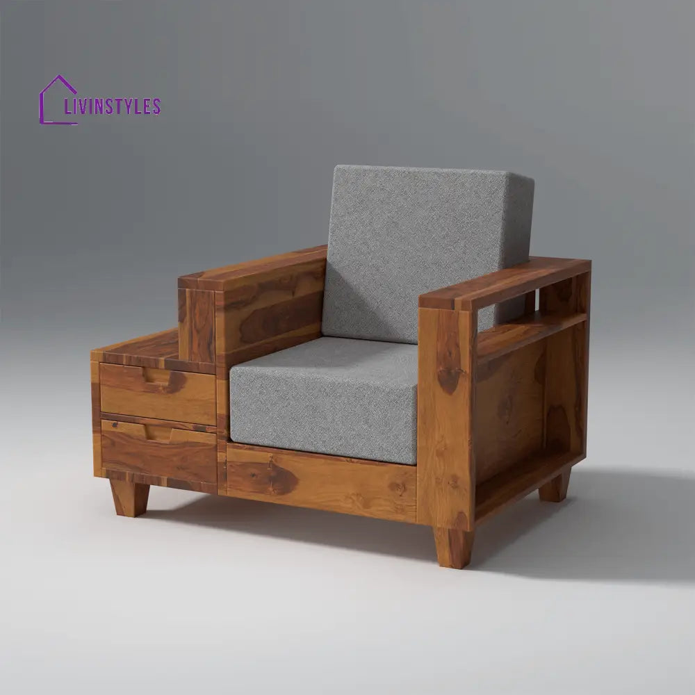 Stepan Sheesham Wood Sofa with 2 drawers in Light Honey sofa