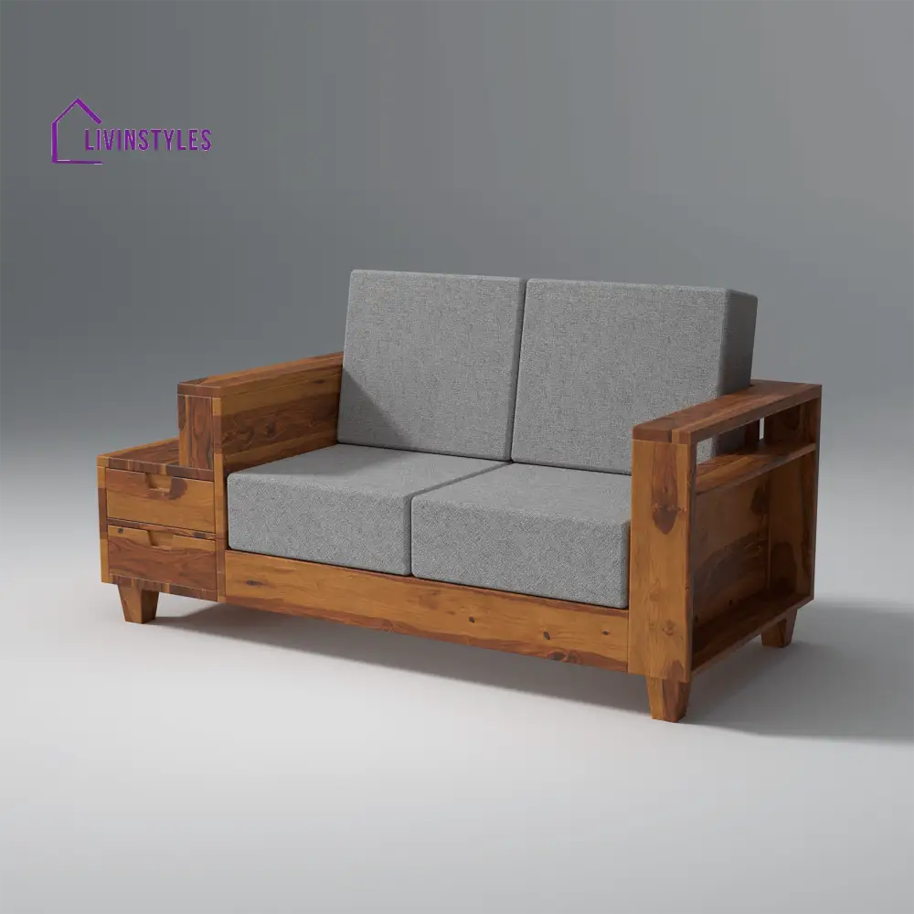 Stepan Sheesham Wood Sofa with 2 drawers in Light Honey sofa