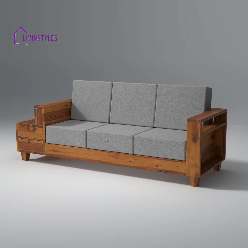 Stepan Sheesham Wood Sofa with 2 drawers in Light Honey sofa