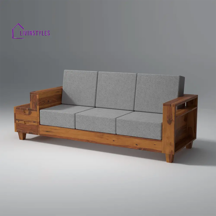 Stepan Sheesham Wood Sofa with 2 drawers in Light Honey sofa